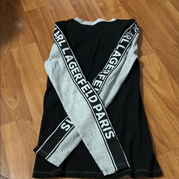 Karl Lagerfeld Black and Gray Long Sleeve Top - Picture 4 of 4
